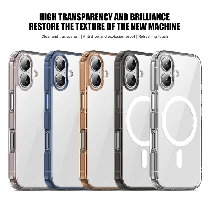 Étui pour iPhone 17 Compatible avec MagSafe Coque arrière en TPU + PC transparente - Transparent