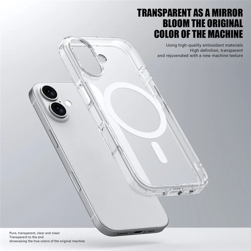 Étui pour iPhone 17 Compatible avec MagSafe Coque arrière en TPU + PC transparente - Transparent