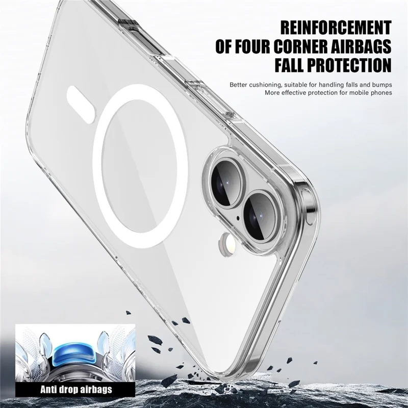 Étui pour iPhone 17 Compatible avec MagSafe Coque arrière en TPU + PC transparente - Transparent