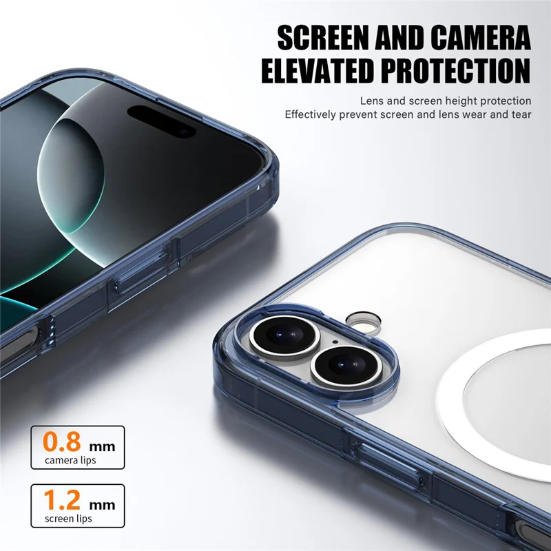 Étui pour iPhone 17 Compatible avec MagSafe Coque arrière en TPU + PC transparente - Transparent