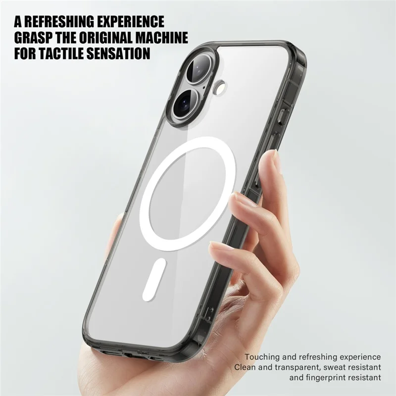 For iPhone 17 Case Compatible with MagSafe TPU + PC Clear Phone Back Cover - Transparent Black