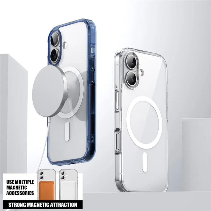 For iPhone 17 Case Compatible with MagSafe TPU + PC Clear Phone Back Cover - Transparent Black