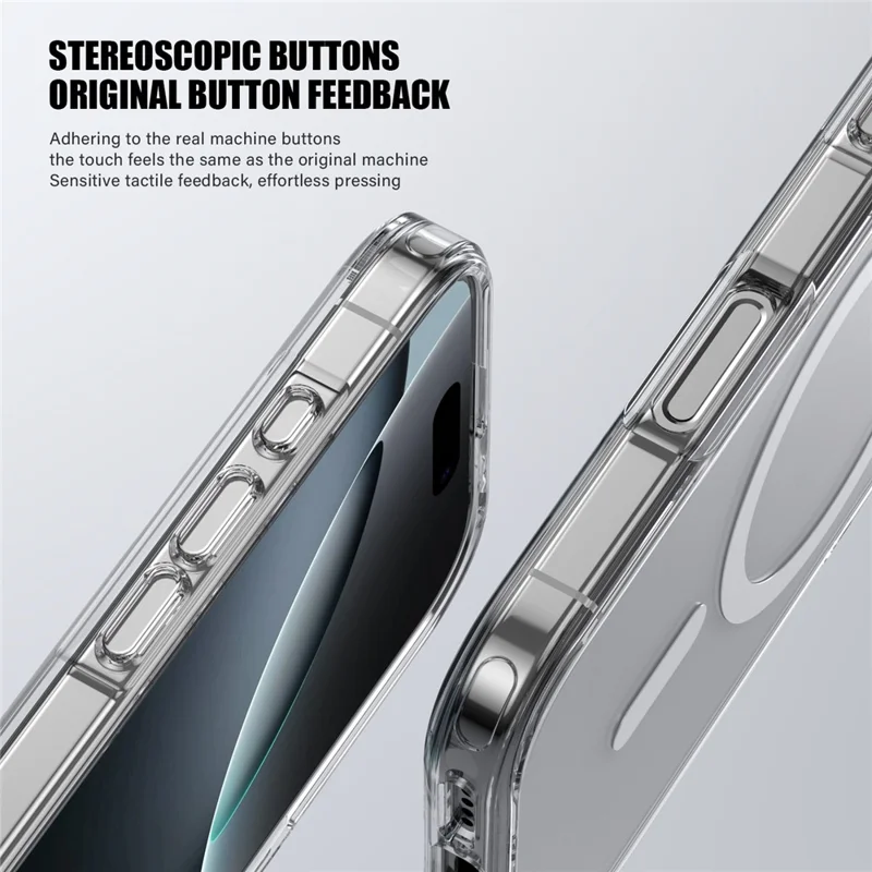For iPhone 17 Case Compatible with MagSafe TPU + PC Clear Phone Back Cover - Transparent Black