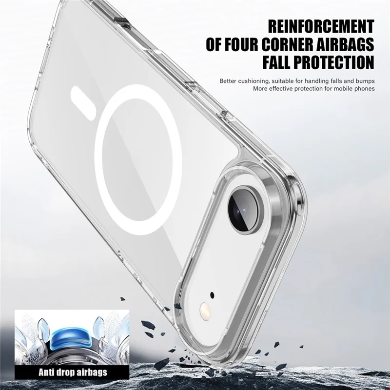 Transparante telefoonhoes voor iPhone Air, compatibel met MagSafe, TPU + PC, transparant