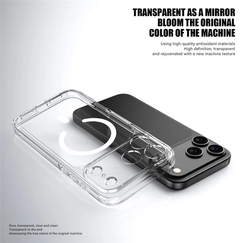 For iPhone 17 Pro Case Compatible with MagSafe Precise Cutouts TPU + PC Clear Phone Back Cover - Transparent Black
