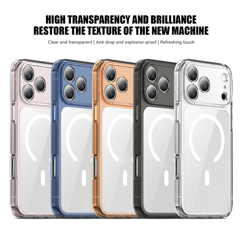 For iPhone 17 Pro Max Case Compatible with MagSafe Precise Cutouts TPU + PC Clear Phone Back Cover - Transparent Black