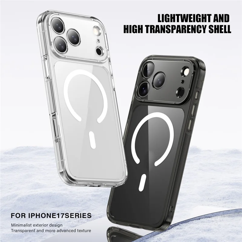 For iPhone 17 Pro Max Case Compatible with MagSafe Precise Cutouts TPU + PC Clear Phone Back Cover - Transparent Black