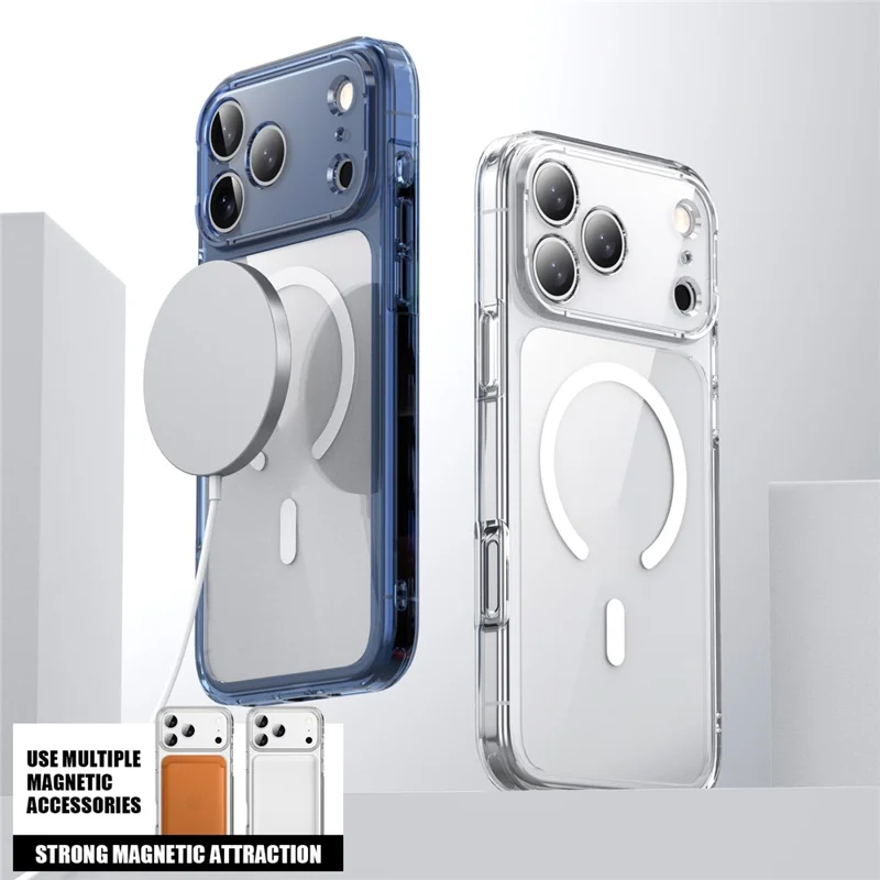For iPhone 17 Pro Max Case Compatible with MagSafe Precise Cutouts TPU + PC Clear Phone Back Cover - Transparent Black