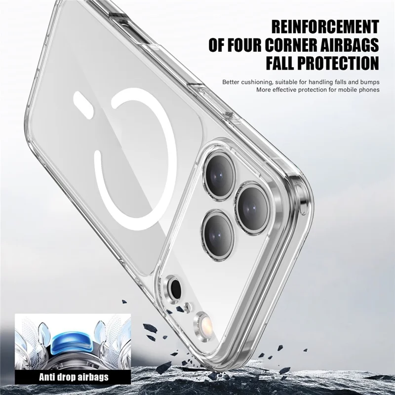 For iPhone 17 Pro Max Case Compatible with MagSafe Precise Cutouts TPU + PC Clear Phone Back Cover - Transparent Black