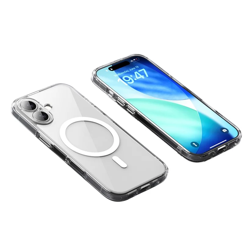 Étui pour iPhone 17 Compatible avec MagSafe Découpes précises TPU + Couvercle arrière en PC transparent - Transparent
