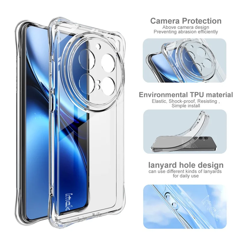 IMAK For vivo X200 Pro 5G Case TPU Phone Cover Airbag Shockproof Protection - Transparent