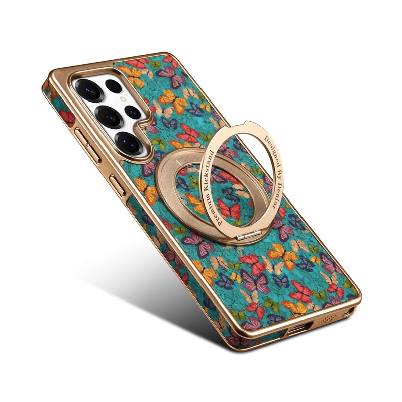 Funda para Samsung Galaxy S24 Ultra compatible con MagSafe con soporte Electrochapado Floral Cubierta de teléfono - Azul