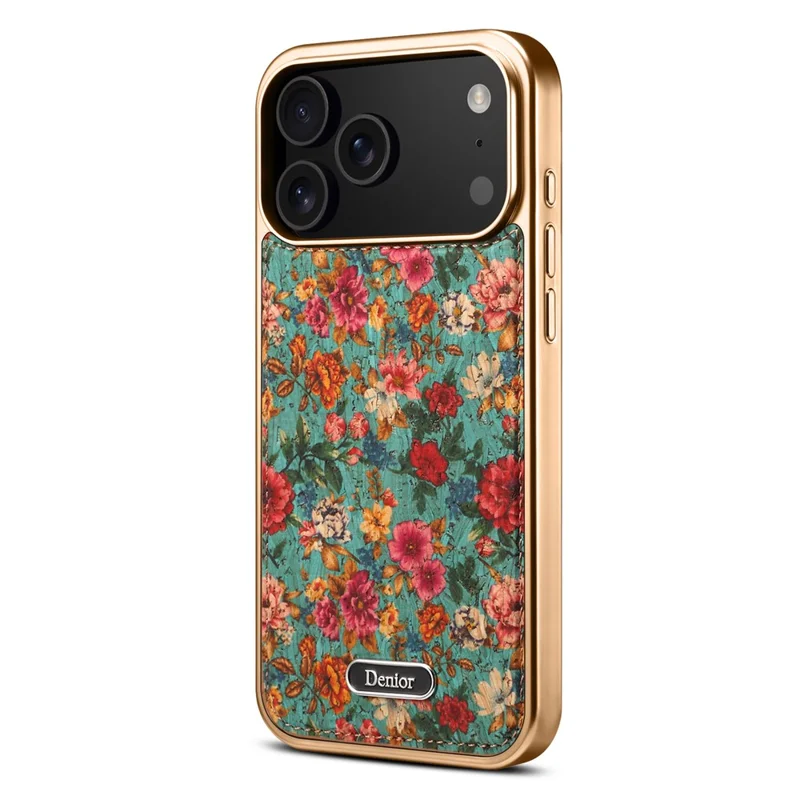 DENIOR A24 For iPhone 17 Pro Case Compatible with MagSafe Flower Leather PC TPU Phone Cover with Detachable Back Panel - Peony Blue