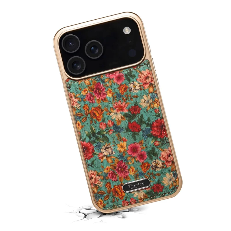 DENIOR A24 For iPhone 17 Pro Case Compatible with MagSafe Flower Leather PC TPU Phone Cover with Detachable Back Panel - Peony Blue