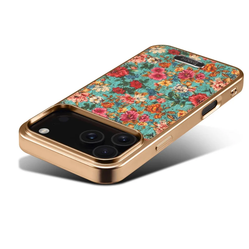 DENIOR A24 For iPhone 17 Pro Case Compatible with MagSafe Flower Leather PC TPU Phone Cover with Detachable Back Panel - Peony Blue