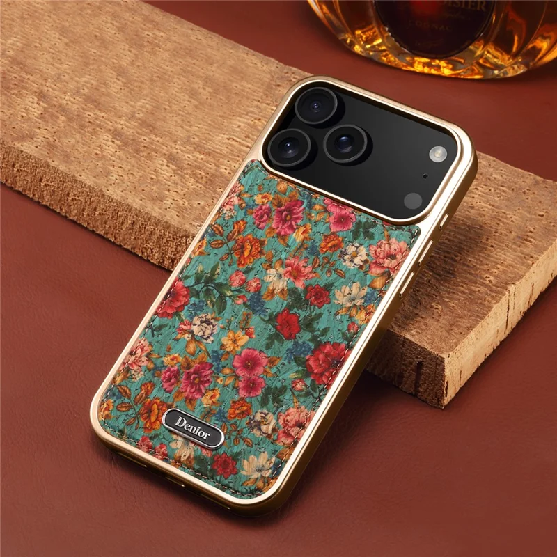 DENIOR A24 For iPhone 17 Pro Case Compatible with MagSafe Flower Leather PC TPU Phone Cover with Detachable Back Panel - Peony Blue