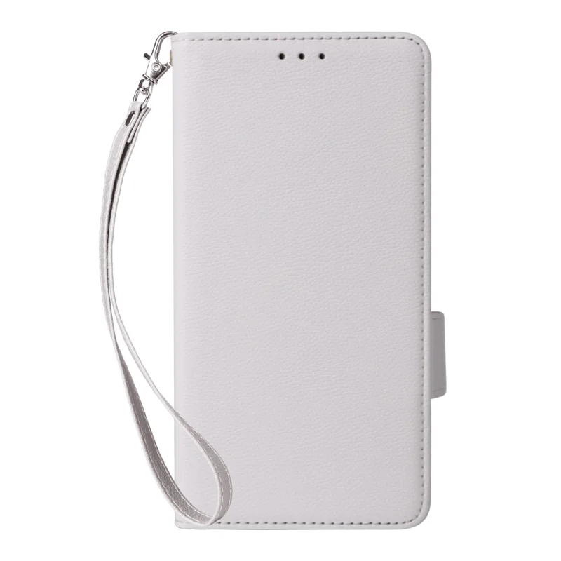 For iPhone Air Case with Wrist Strap Litchi Texture PU Leather Wallet Phone Cover - White