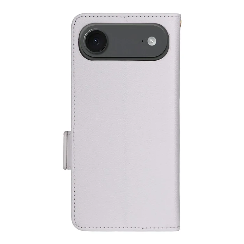 For iPhone Air Case with Wrist Strap Litchi Texture PU Leather Wallet Phone Cover - White