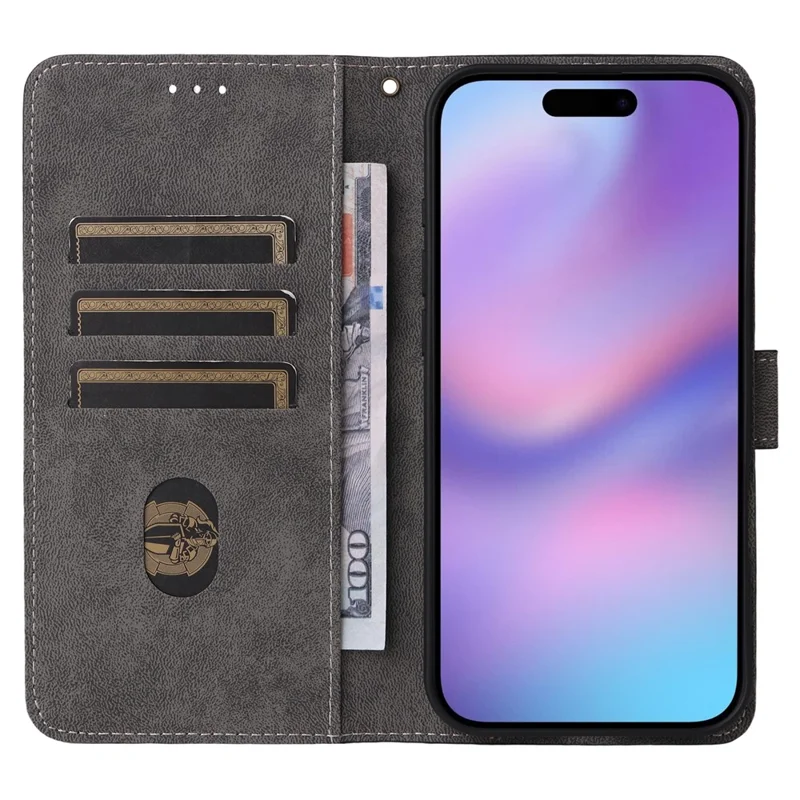 For iPhone Air Case Wallet RFID Blocking PU Leather Phone Cover Stand with Strap - Black