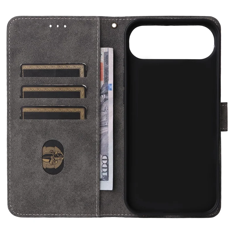 For iPhone Air Case Wallet RFID Blocking PU Leather Phone Cover Stand with Strap - Black