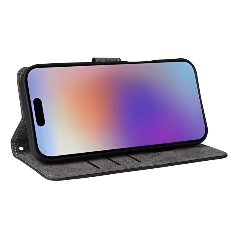 For iPhone 17 Case Wallet RFID Blocking PU Leather Phone Cover Stand with Strap - Black