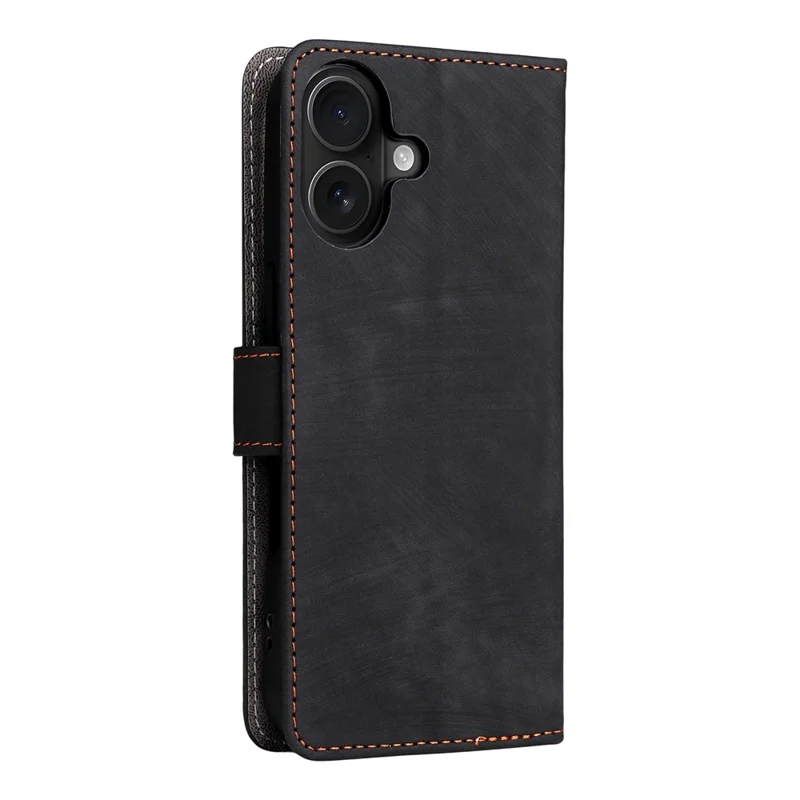 For iPhone 17 Case Wallet RFID Blocking PU Leather Phone Cover Stand with Strap - Black