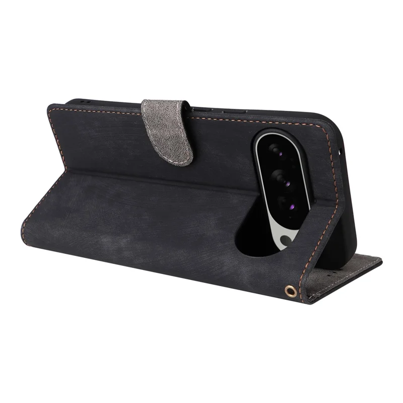 For Google Pixel 10 Pro XL Case Wallet RFID Blocking PU Leather Phone Cover Stand with Strap - Black
