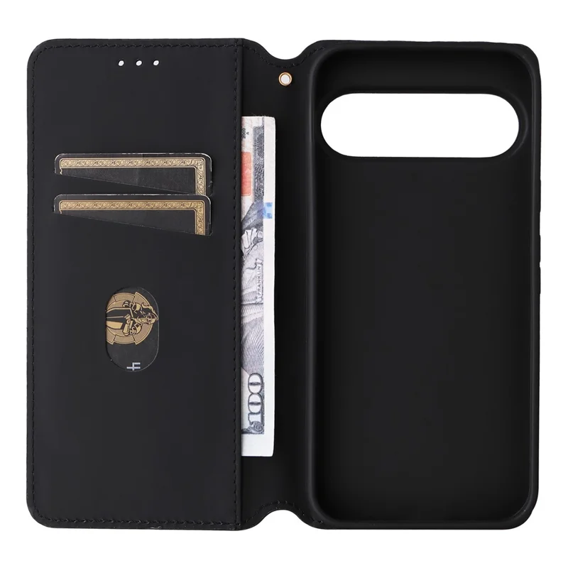 For Google Pixel 10 Pro XL Case Wallet Rhombus Imprinted Leather Phone Cover - Black