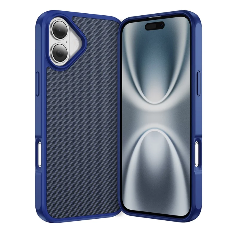 For iPhone 17 Case Carbon Fiber Texture PC + TPU Phone Cover Compatible with MagSafe - Blue