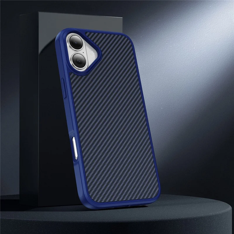 For iPhone 17 Case Carbon Fiber Texture PC + TPU Phone Cover Compatible with MagSafe - Blue