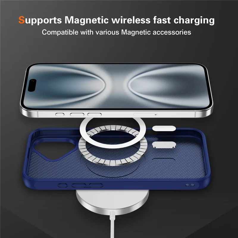 For iPhone 17 Case Carbon Fiber Texture PC + TPU Phone Cover Compatible with MagSafe - Blue