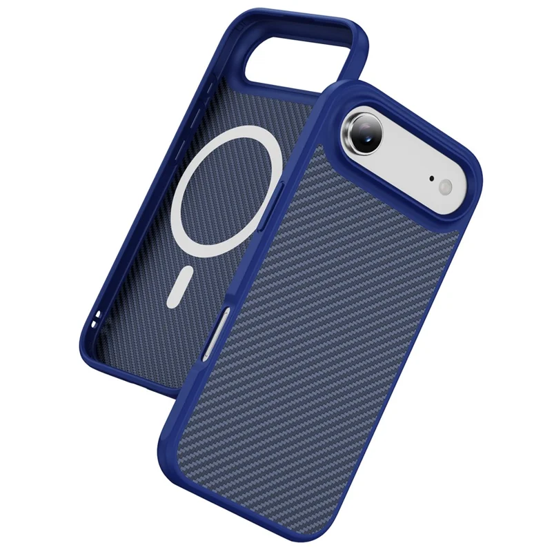 For iPhone Air Case Carbon Fiber Texture PC + TPU Phone Cover Compatible with MagSafe - Blue