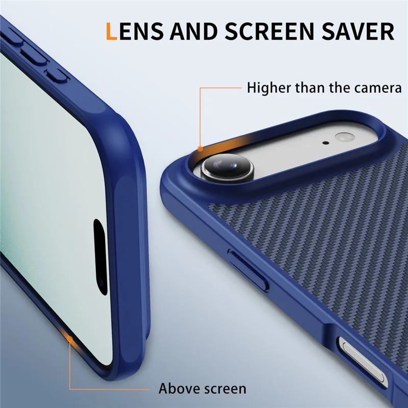 For iPhone Air Case Carbon Fiber Texture PC + TPU Phone Cover Compatible with MagSafe - Blue