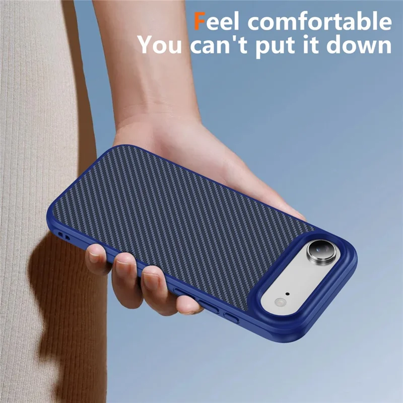 For iPhone Air Case Carbon Fiber Texture PC + TPU Phone Cover Compatible with MagSafe - Blue