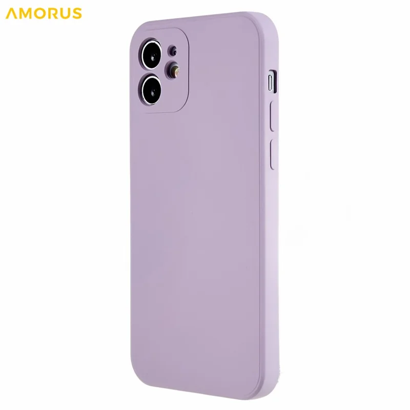 AMORUS For iPhone 12 Case Precise Cutouts TPU Fiber Lining Shockproof Phone Cover - Purple