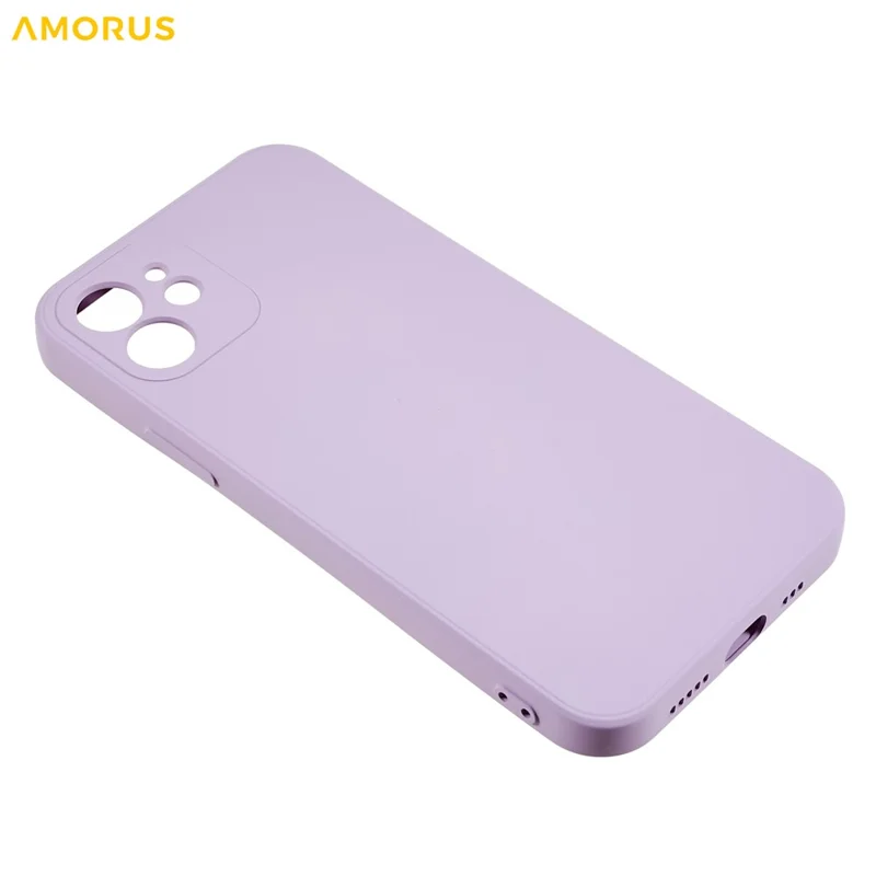 AMORUS For iPhone 12 Case Precise Cutouts TPU Fiber Lining Shockproof Phone Cover - Purple