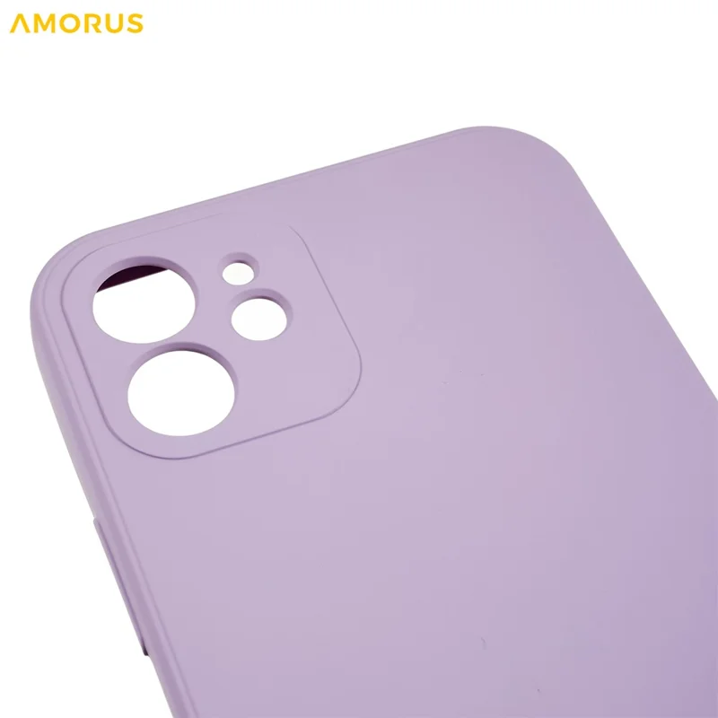 AMORUS For iPhone 12 Case Precise Cutouts TPU Fiber Lining Shockproof Phone Cover - Purple