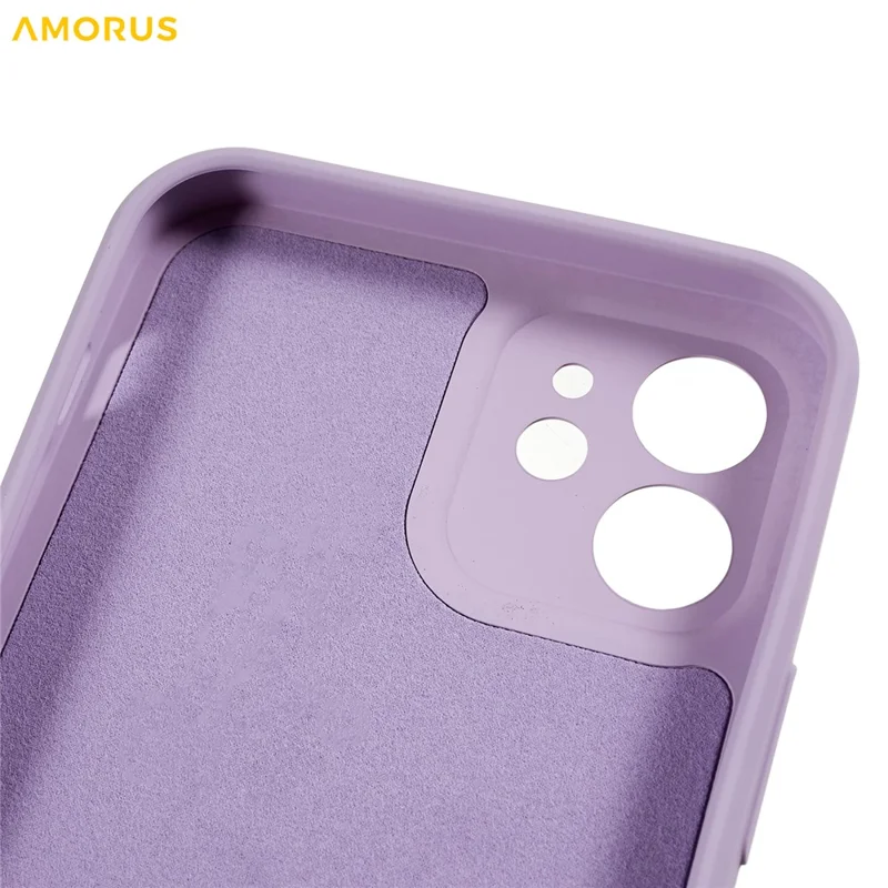 AMORUS For iPhone 12 Case Precise Cutouts TPU Fiber Lining Shockproof Phone Cover - Purple