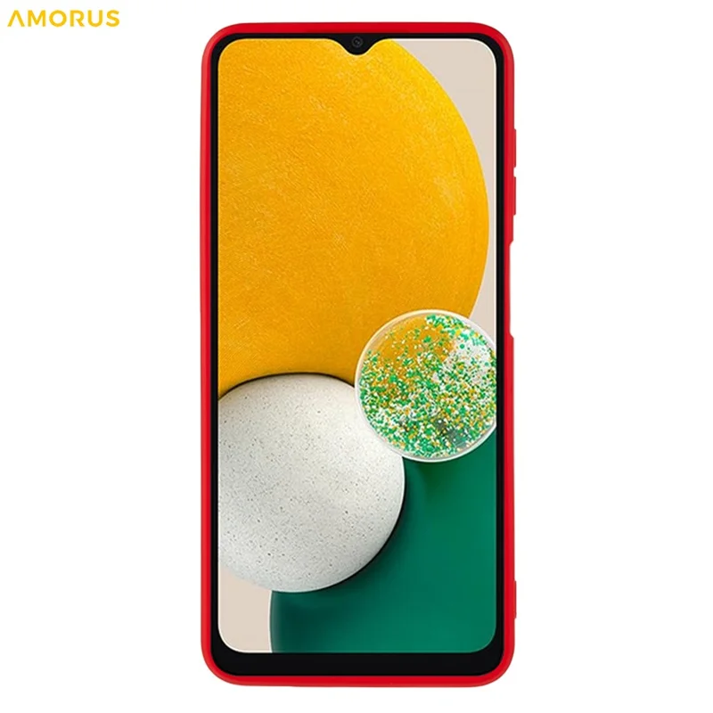 AMORUS For Samsung Galaxy A13 5G Case Precise Cutouts TPU Fiber Lining Shockproof Phone Cover - Red