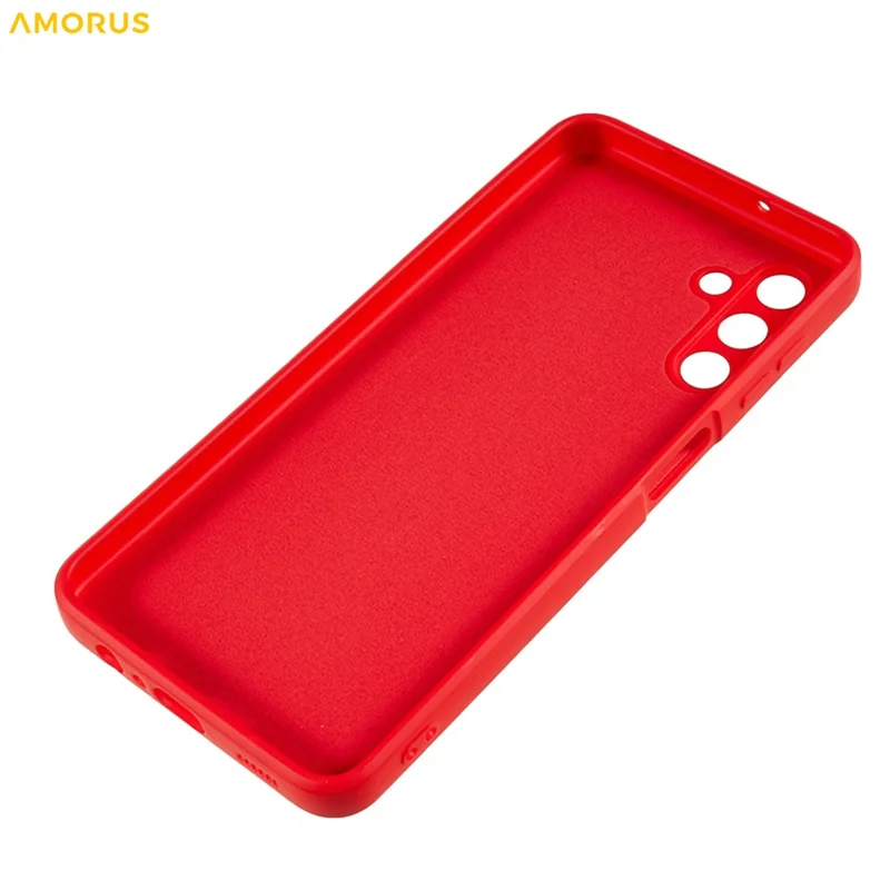 AMORUS For Samsung Galaxy A13 5G Case Precise Cutouts TPU Fiber Lining Shockproof Phone Cover - Red