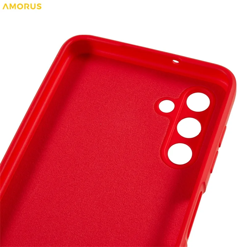 AMORUS For Samsung Galaxy A13 5G Case Precise Cutouts TPU Fiber Lining Shockproof Phone Cover - Red