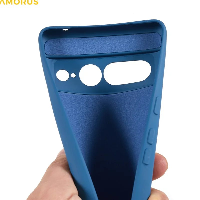 AMORUS For Google Pixel 7 Pro 5G Case Precise Cutouts TPU Fiber Lining Shockproof Phone Cover - Sapphire