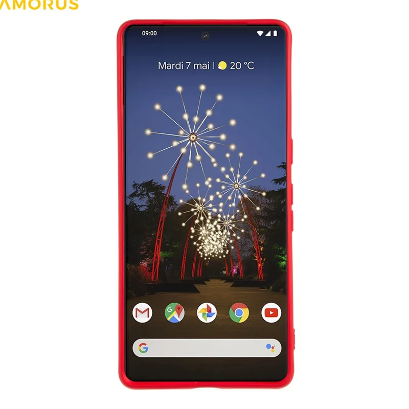 AMORUS For Google Pixel 7 Pro 5G Case Precise Cutouts TPU Fiber Lining Shockproof Phone Cover - Red