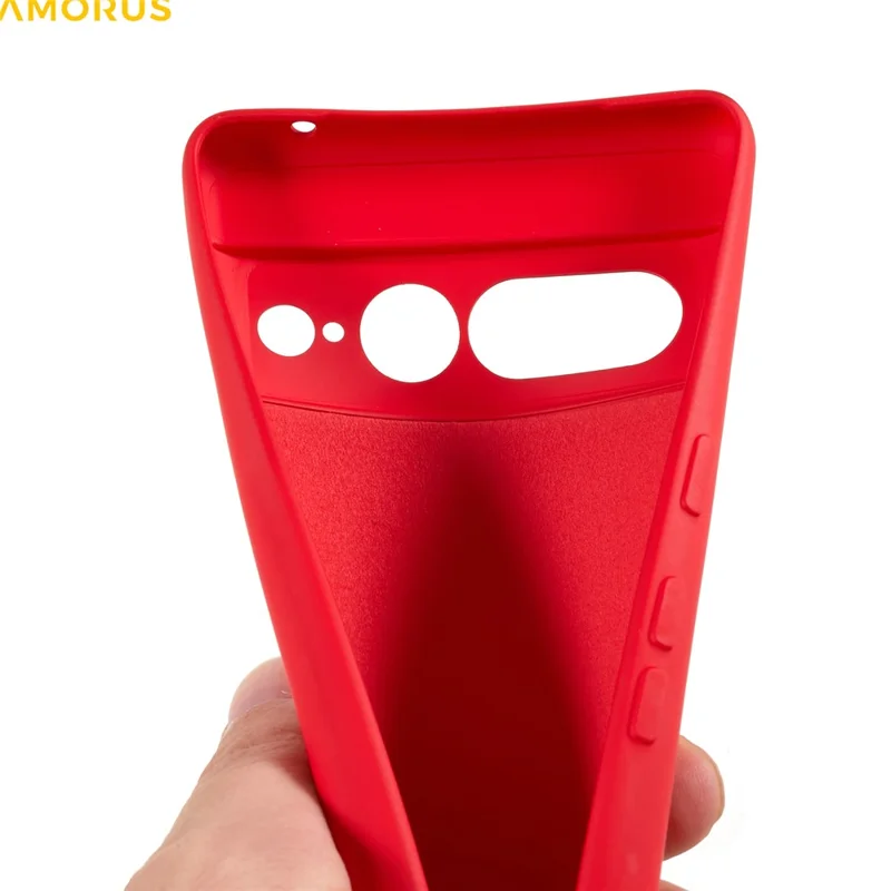 AMORUS For Google Pixel 7 Pro 5G Case Precise Cutouts TPU Fiber Lining Shockproof Phone Cover - Red