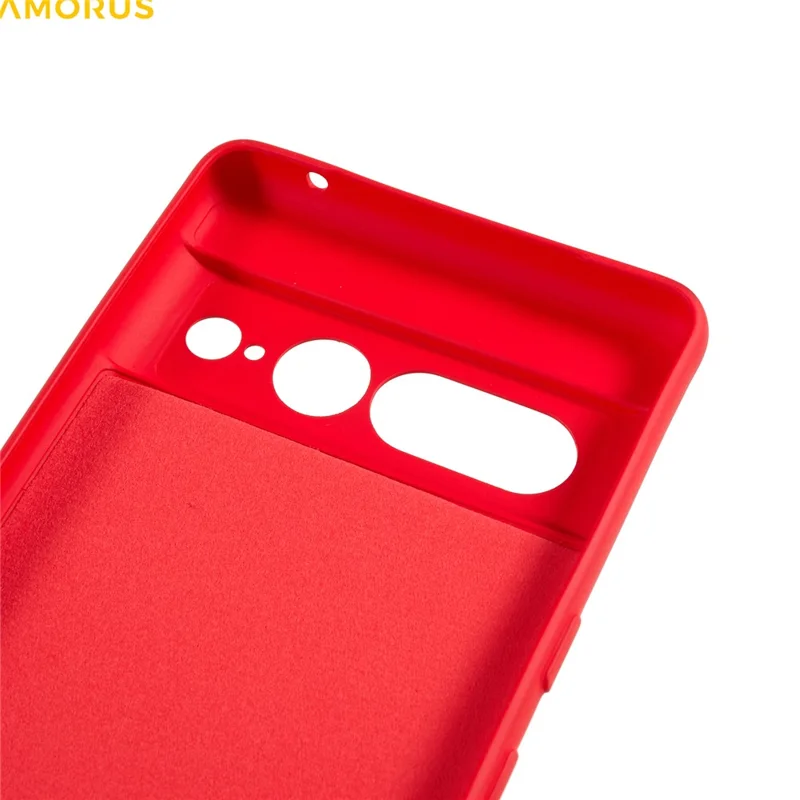 AMORUS For Google Pixel 7 Pro 5G Case Precise Cutouts TPU Fiber Lining Shockproof Phone Cover - Red