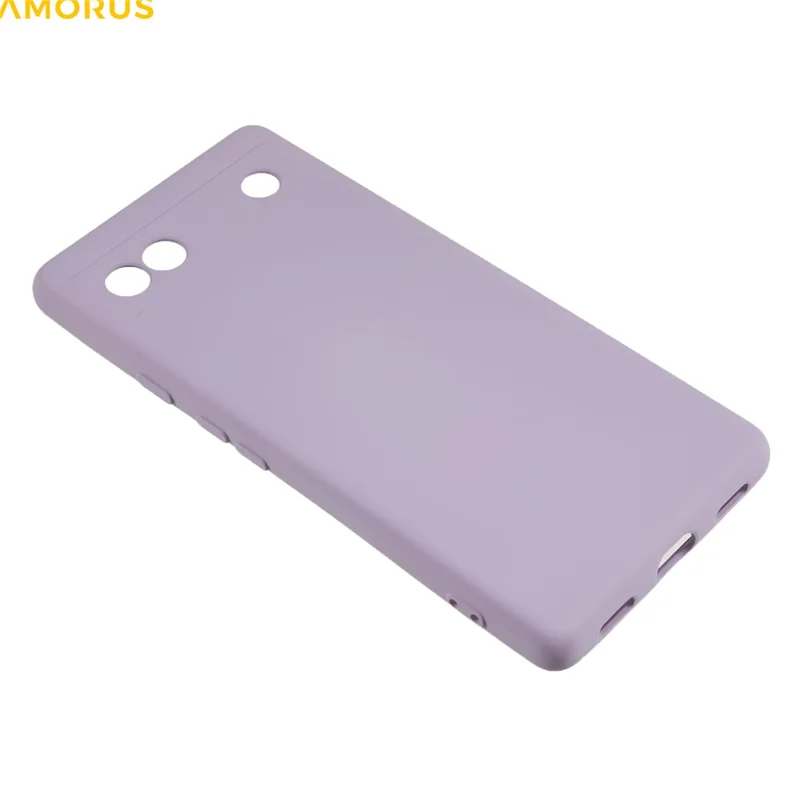 AMORUS For Google Pixel 6a Case Precise Cutouts TPU Fiber Lining Shockproof Phone Cover - Purple