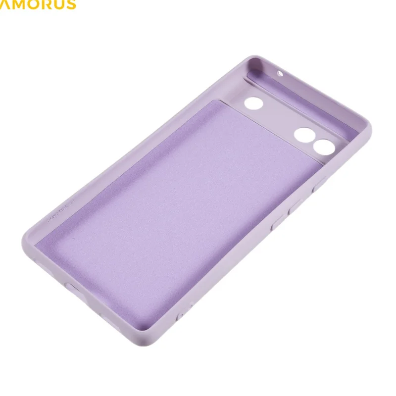 AMORUS For Google Pixel 6a Case Precise Cutouts TPU Fiber Lining Shockproof Phone Cover - Purple
