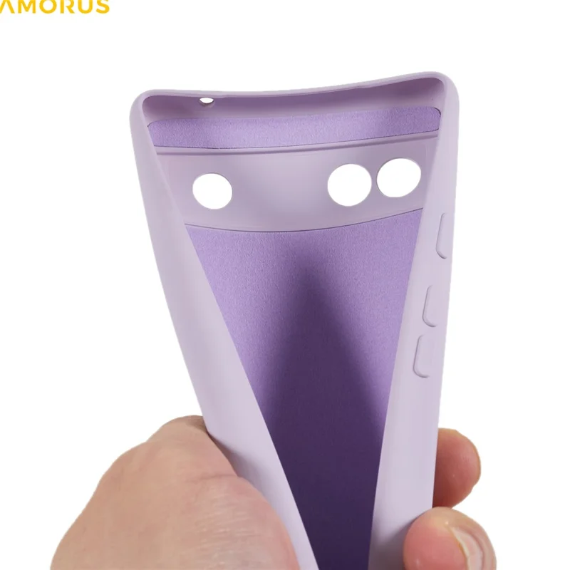 AMORUS For Google Pixel 6a Case Precise Cutouts TPU Fiber Lining Shockproof Phone Cover - Purple