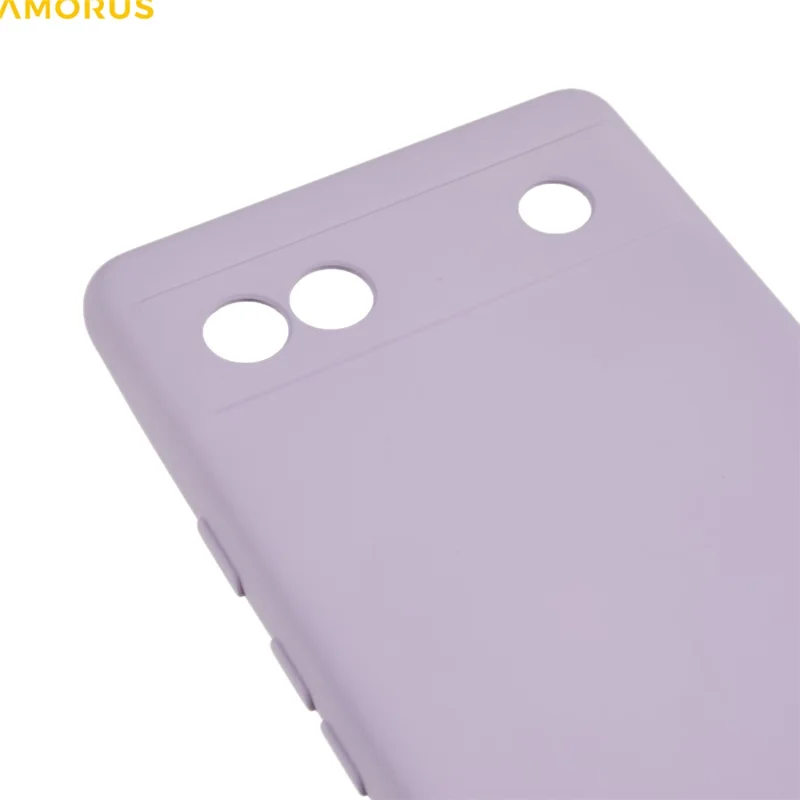 AMORUS For Google Pixel 6a Case Precise Cutouts TPU Fiber Lining Shockproof Phone Cover - Purple