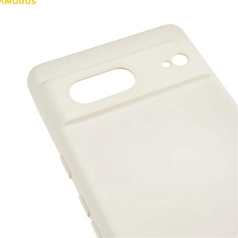 AMORUS For Google Pixel 7 5G Case Precise Cutouts TPU Fiber Lining Shockproof Phone Cover - White